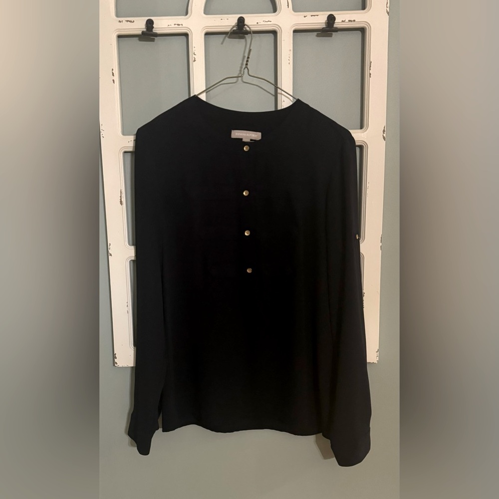 Banana Republic Navy Long Sleeve Blouse Size Small